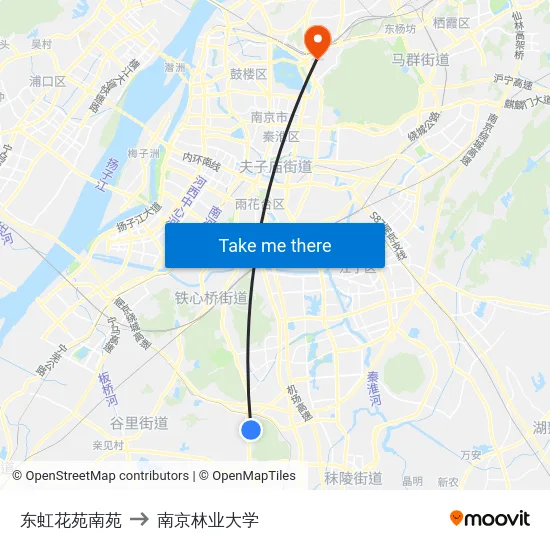 东虹花苑南苑 to 南京林业大学 map