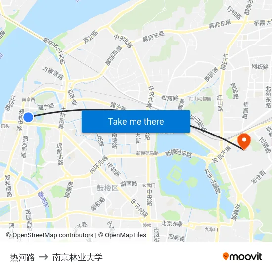 热河路 to 南京林业大学 map