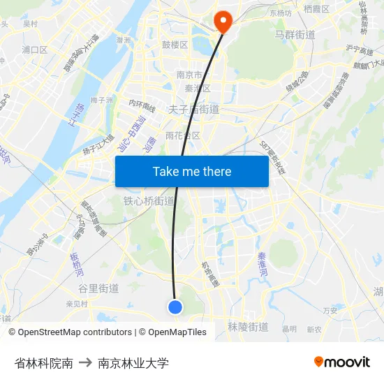 省林科院南 to 南京林业大学 map