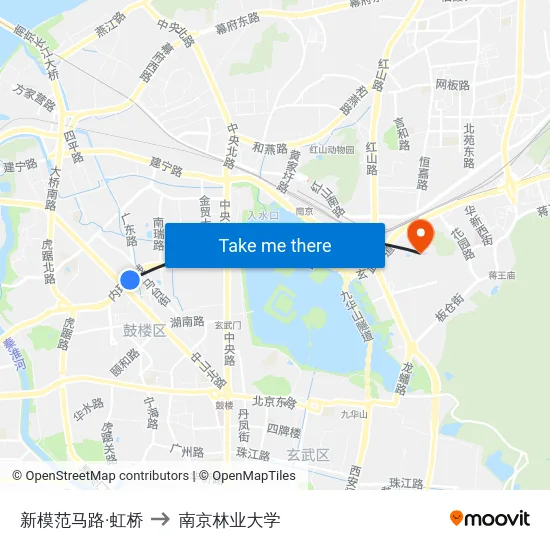 新模范马路·虹桥 to 南京林业大学 map