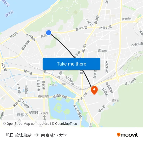 旭日景城总站 to 南京林业大学 map