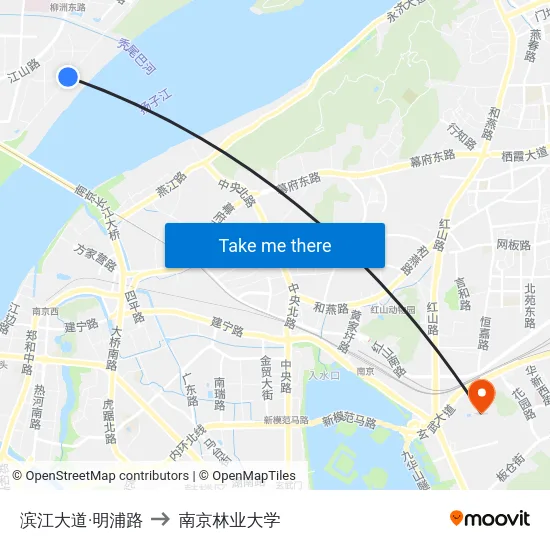 滨江大道·明浦路 to 南京林业大学 map