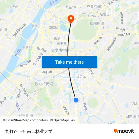九竹路 to 南京林业大学 map