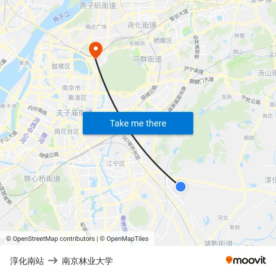 淳化南站 to 南京林业大学 map