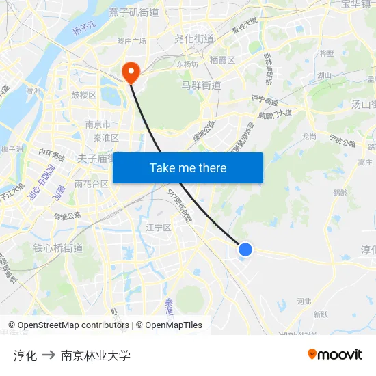 淳化 to 南京林业大学 map