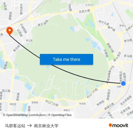 马群客运站 to 南京林业大学 map