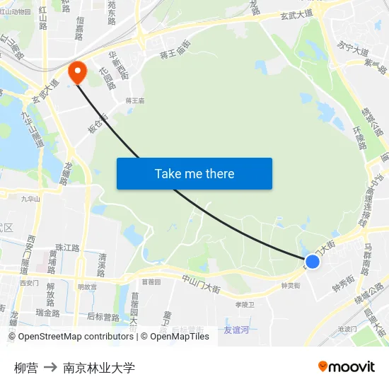 柳营 to 南京林业大学 map