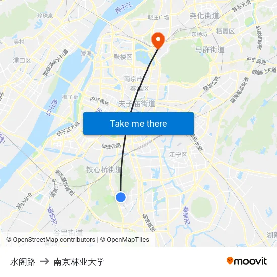 水阁路 to 南京林业大学 map
