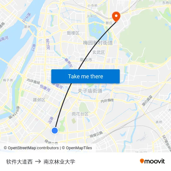 软件大道西 to 南京林业大学 map