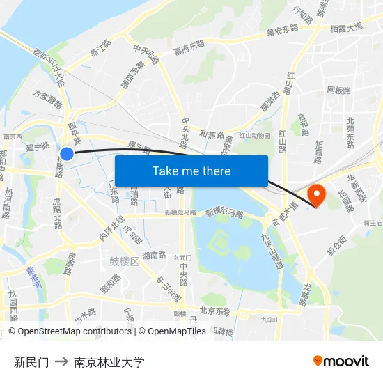 新民门 to 南京林业大学 map