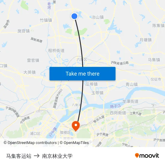 马集客运站 to 南京林业大学 map