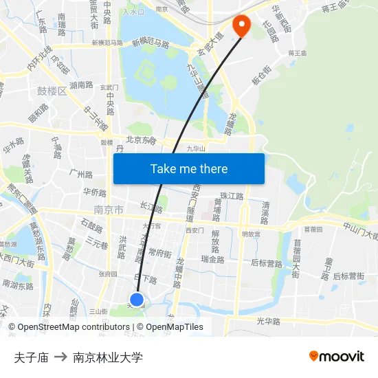 夫子庙 to 南京林业大学 map