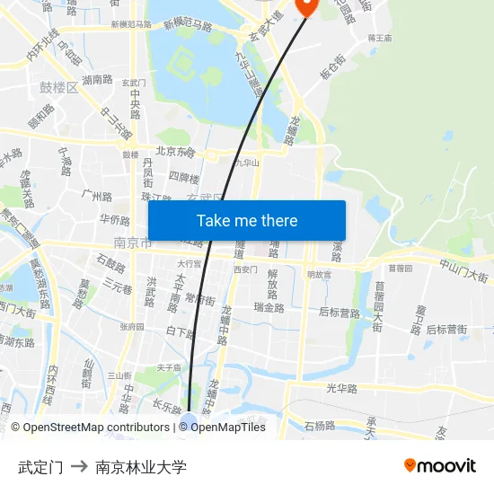 武定门 to 南京林业大学 map