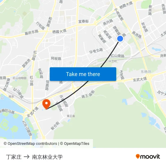 丁家庄 to 南京林业大学 map