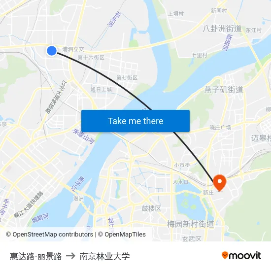 惠达路·丽景路 to 南京林业大学 map