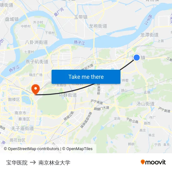 宝华医院 to 南京林业大学 map