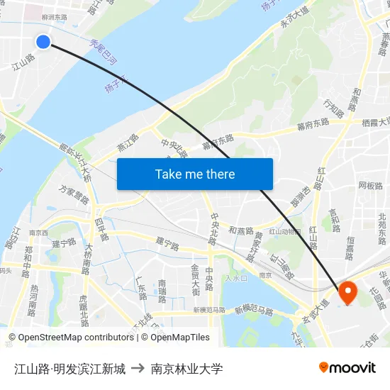 江山路·明发滨江新城 to 南京林业大学 map