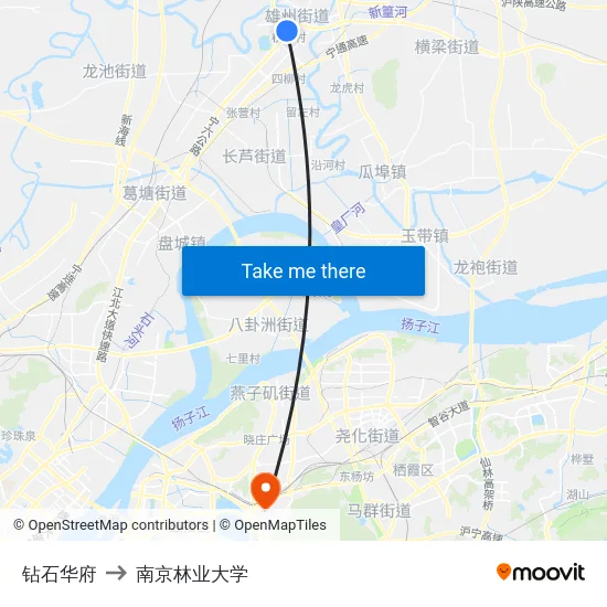 钻石华府 to 南京林业大学 map