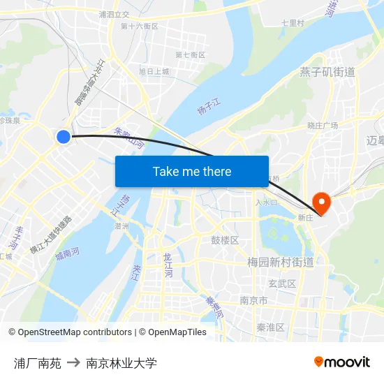 浦厂南苑 to 南京林业大学 map