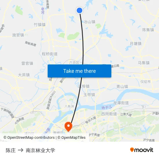 陈庄 to 南京林业大学 map