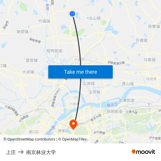 上庄 to 南京林业大学 map