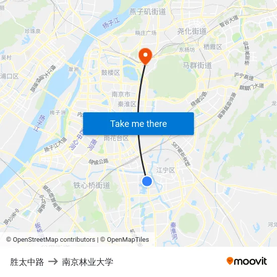 胜太中路 to 南京林业大学 map