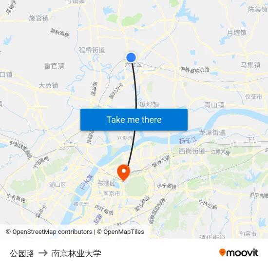 公园路 to 南京林业大学 map