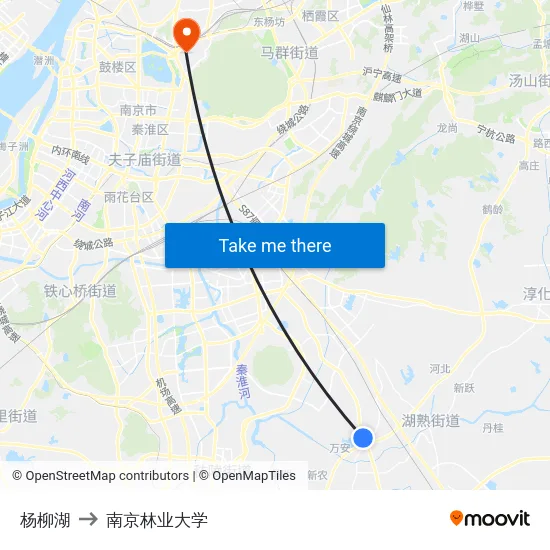 杨柳湖 to 南京林业大学 map