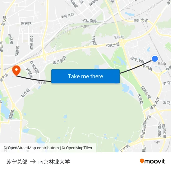 苏宁总部 to 南京林业大学 map