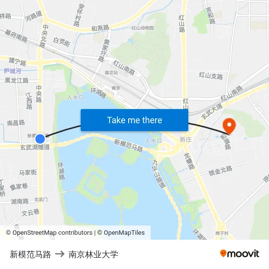 新模范马路 to 南京林业大学 map