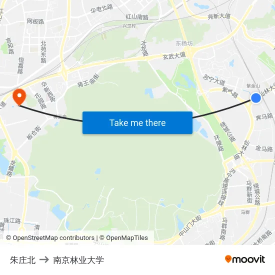 朱庄北 to 南京林业大学 map