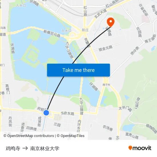 鸡鸣寺 to 南京林业大学 map