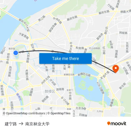 建宁路 to 南京林业大学 map