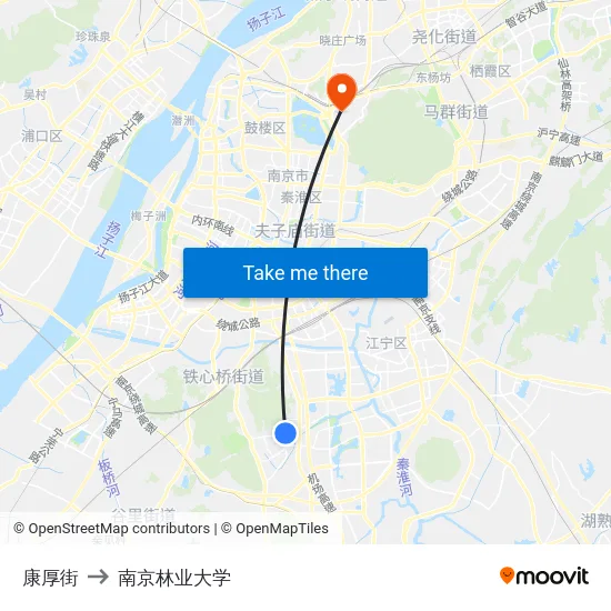 康厚街 to 南京林业大学 map