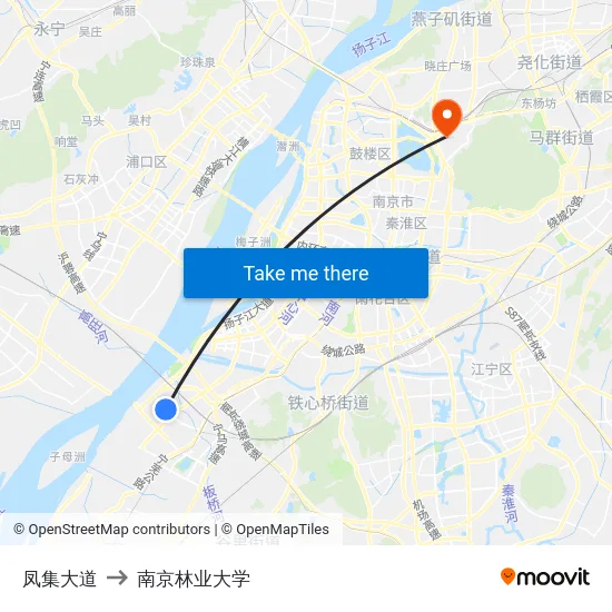 凤集大道 to 南京林业大学 map
