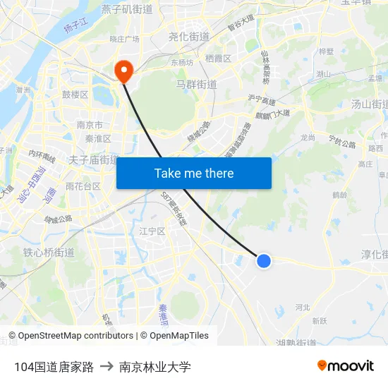 104国道唐家路 to 南京林业大学 map