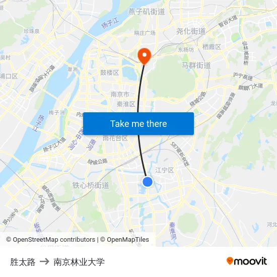 胜太路 to 南京林业大学 map