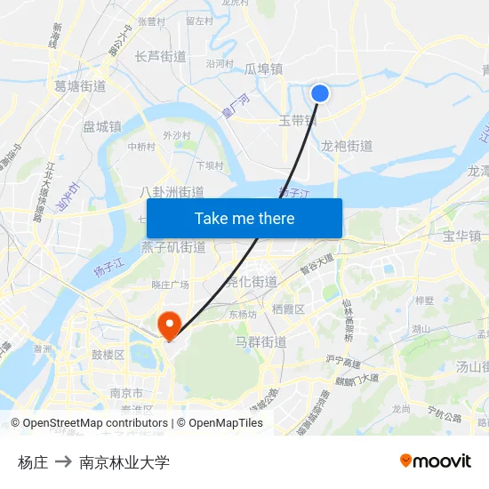 杨庄 to 南京林业大学 map