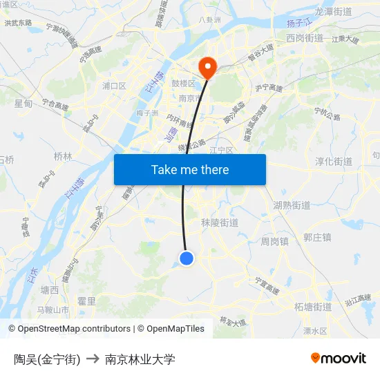 陶吴(金宁街) to 南京林业大学 map