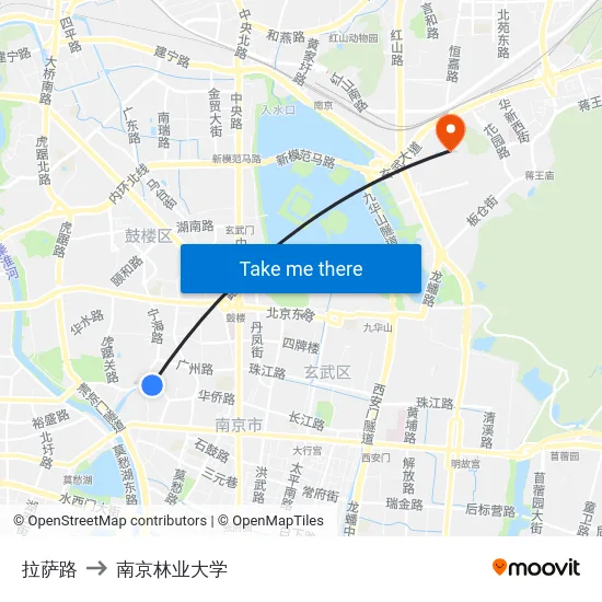 拉萨路 to 南京林业大学 map