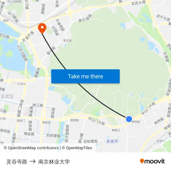 灵谷寺路 to 南京林业大学 map