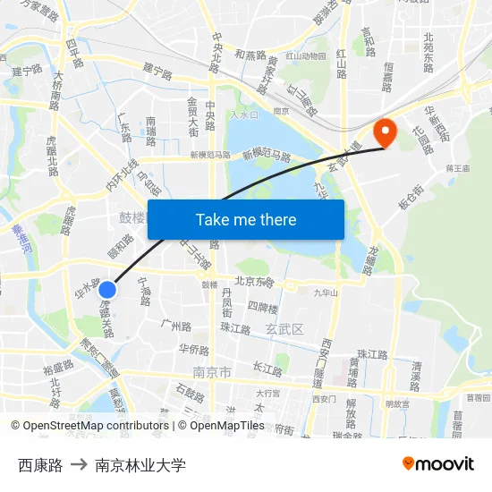 西康路 to 南京林业大学 map