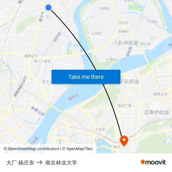 大厂·杨庄东 to 南京林业大学 map