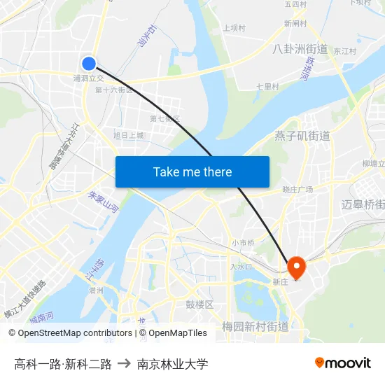 高科一路·新科二路 to 南京林业大学 map