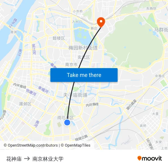 花神庙 to 南京林业大学 map