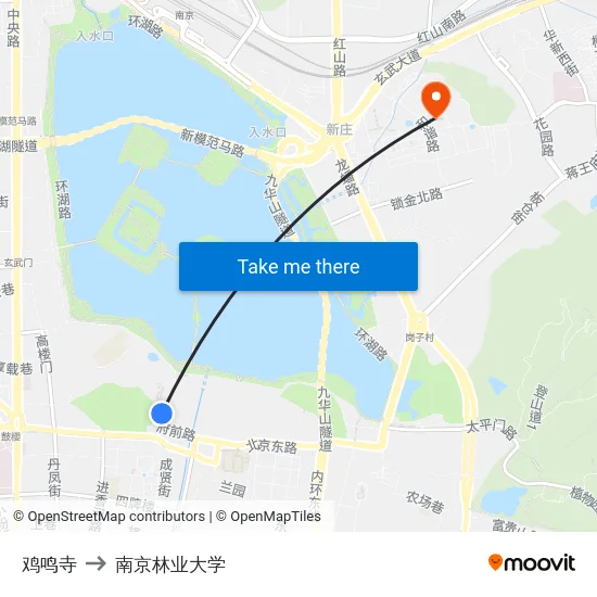 鸡鸣寺 to 南京林业大学 map