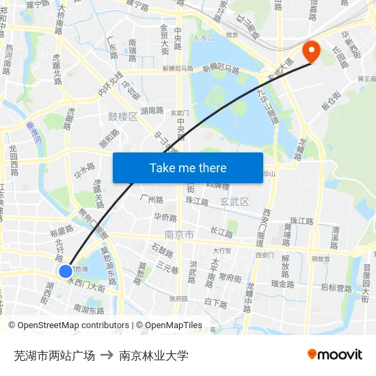 芜湖市两站广场 to 南京林业大学 map