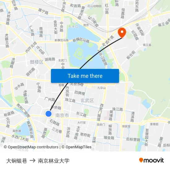 大锏银巷 to 南京林业大学 map