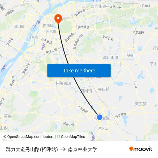 群力大道秀山路(招呼站) to 南京林业大学 map