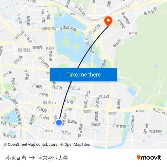 小火瓦巷 to 南京林业大学 map